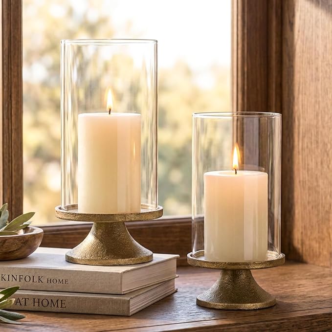 Elegante Glazen Kaarshouders – Decoratieve Set van 2