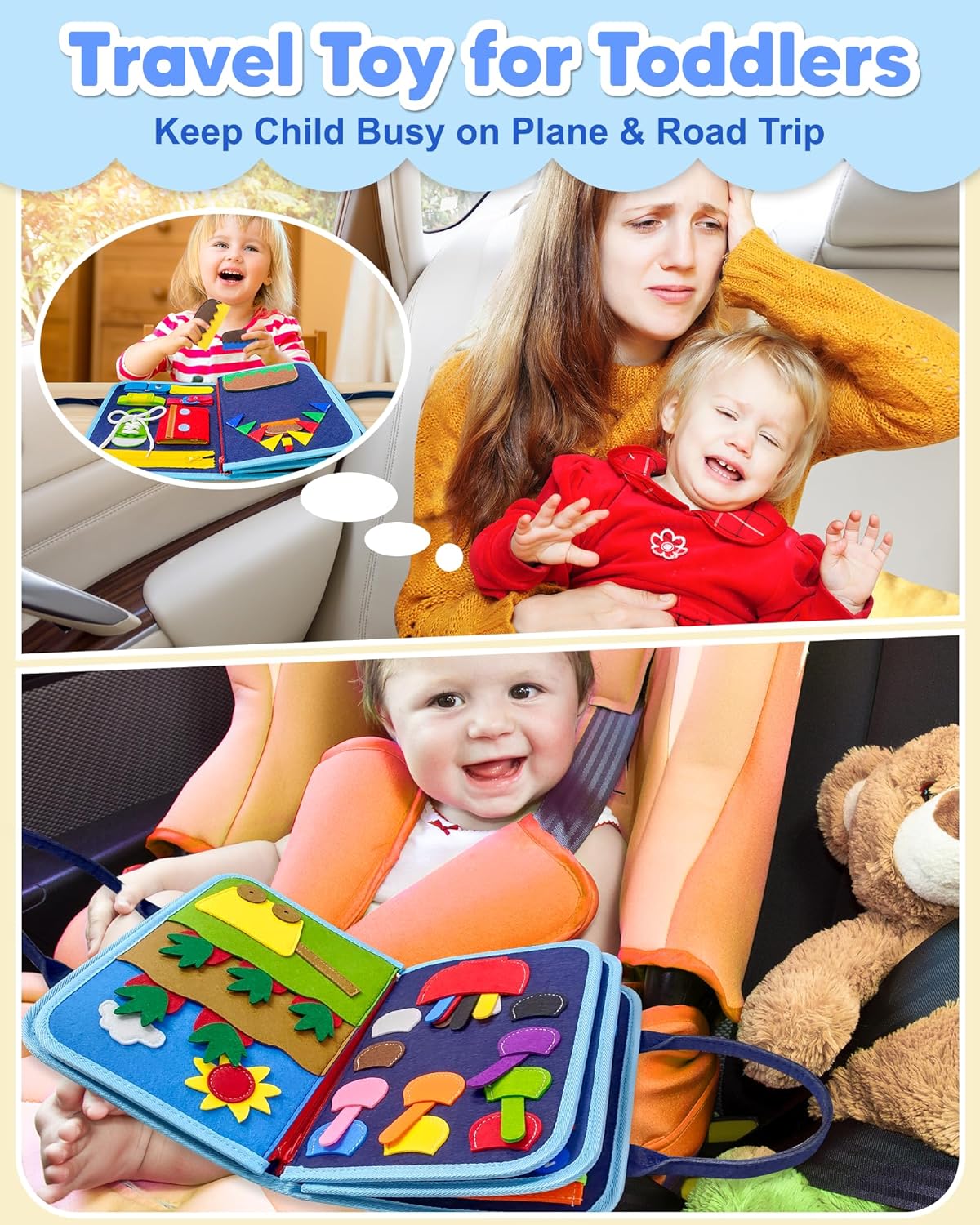 Montessori Blauw Druk Bord Speelgoed Tas