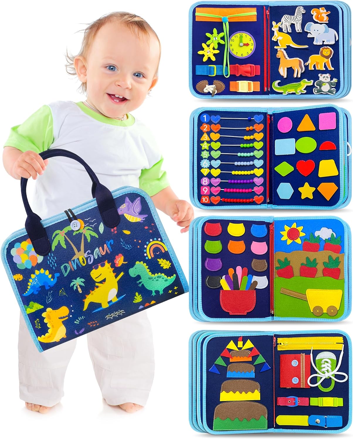 Montessori Blauw Druk Bord Speelgoed Tas