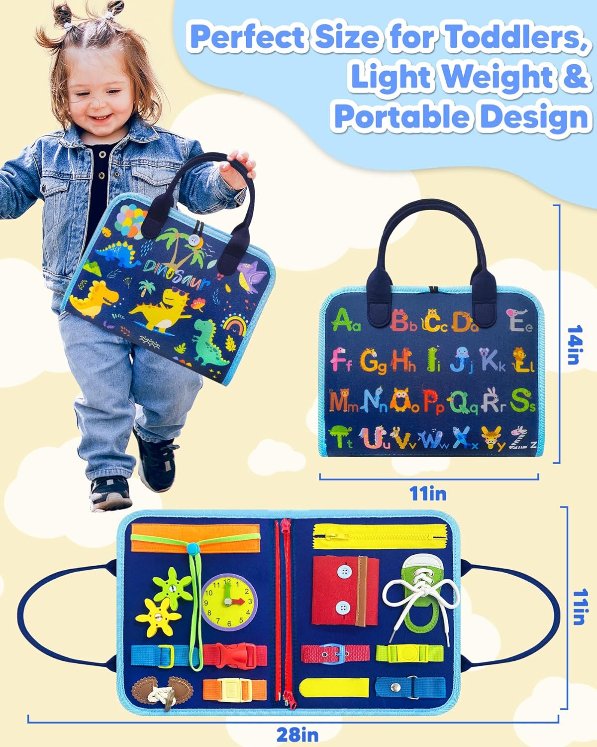 Montessori Blauw Druk Bord Speelgoed Tas