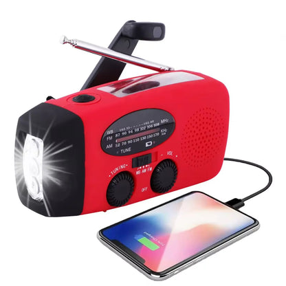 Noodradio met zaklamp en handslinger