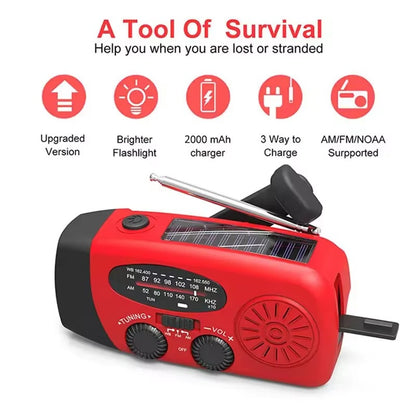 Noodradio met zaklamp en handslinger